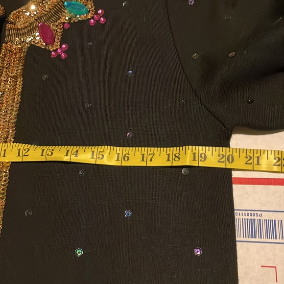 Outlander Cardigan with Gold Trim Sequins and Colorful Jewels, size M - Picture 8 of 9